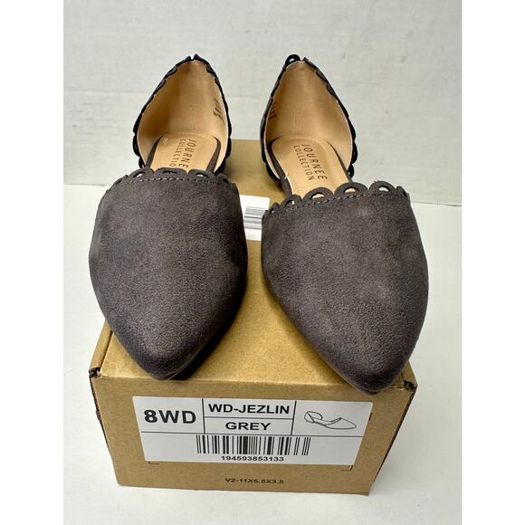 Journey collection Shoes - Journee Collection Women's Jezlin Scalloped Flats Grey Size 8W NEW